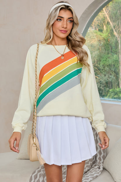 Rainbow Colorblock Pullover Sweatshirt