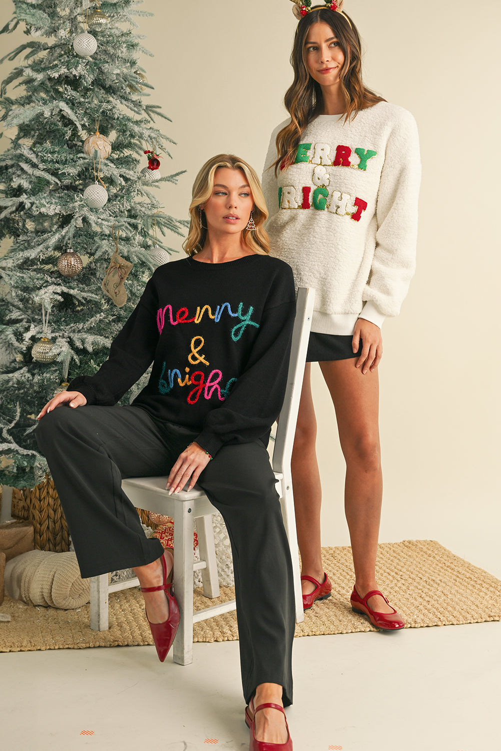 Colorful Merry & Bright Tinsel Graphic Sweater