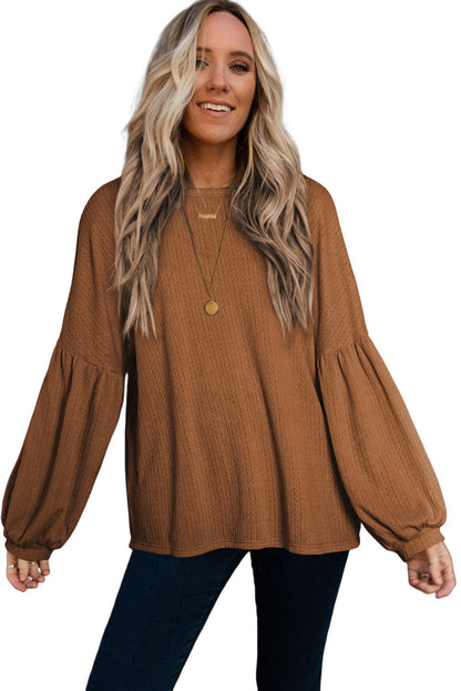 Textured Lantern Sleeve Top