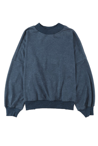 Washed Drop Shoulder Crewneck Pullover Sweatshirt