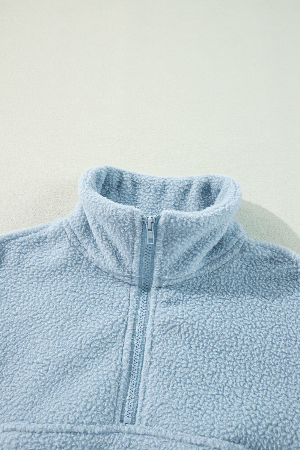 Myosotis Collared Zipper Drop Shoulder Fleece Sweatshirt