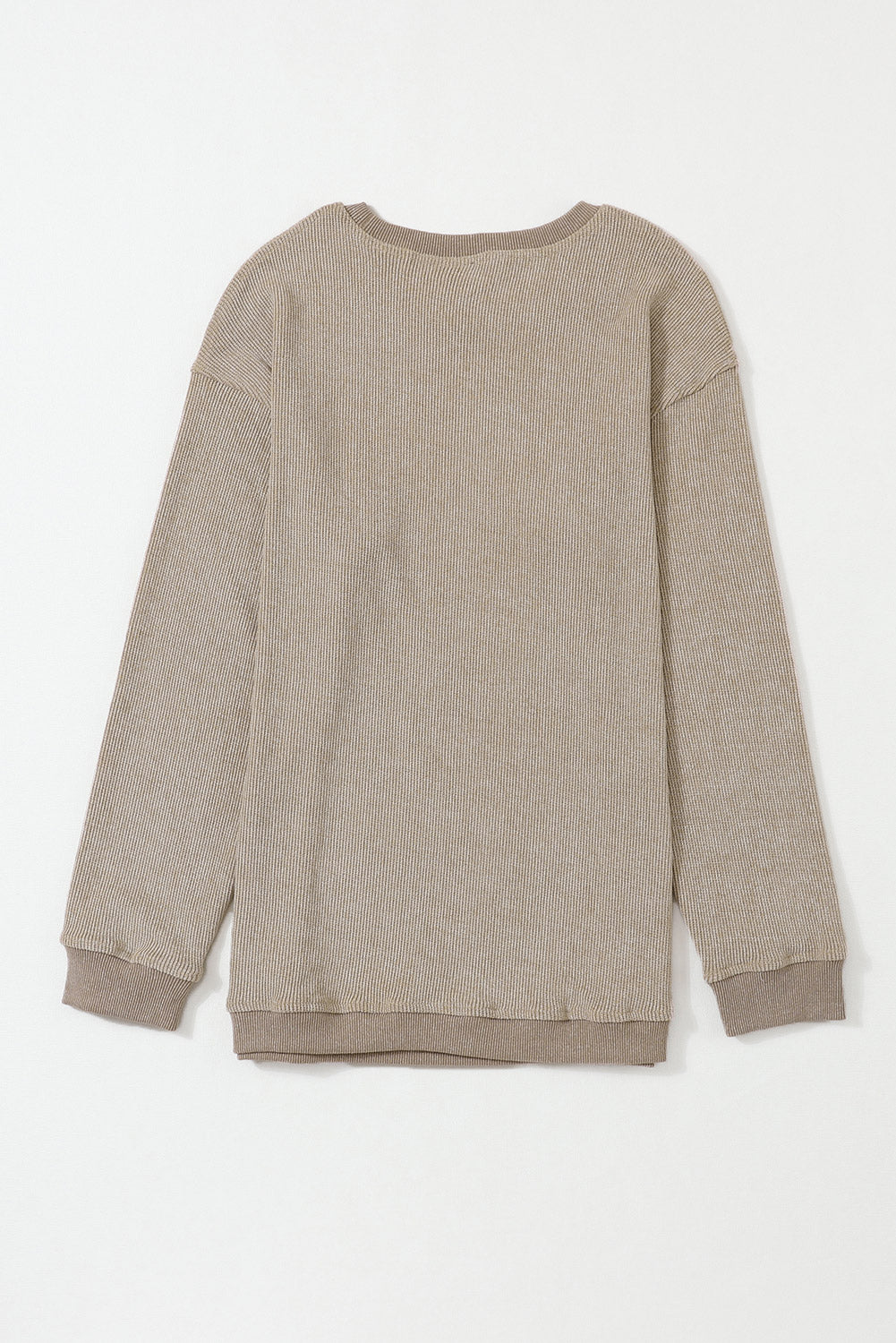 Ribbed Round Neck Drop Sleeve Pullover Sweatshirt