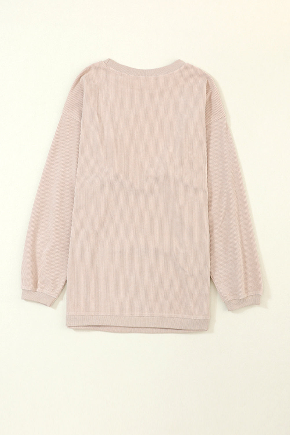 Plain Drop Sleeve Crinkle Rib Oversized Sweatshirt