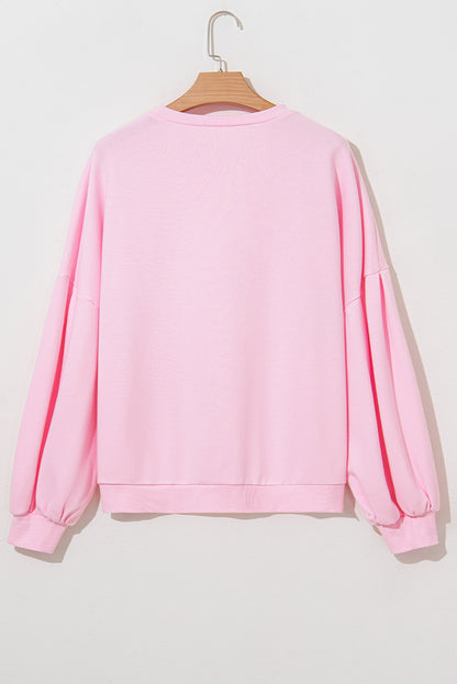 Parchment Sweet Bow Lantern Sleeve Oversized Pullover Sweatshirt