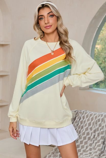 Rainbow Colorblock Pullover Sweatshirt