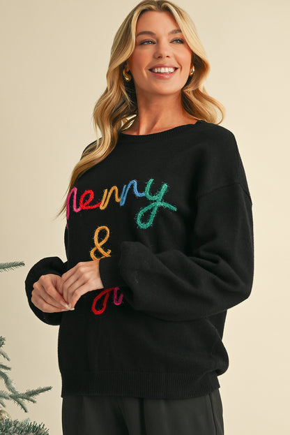 Colorful Merry & Bright Tinsel Graphic Sweater