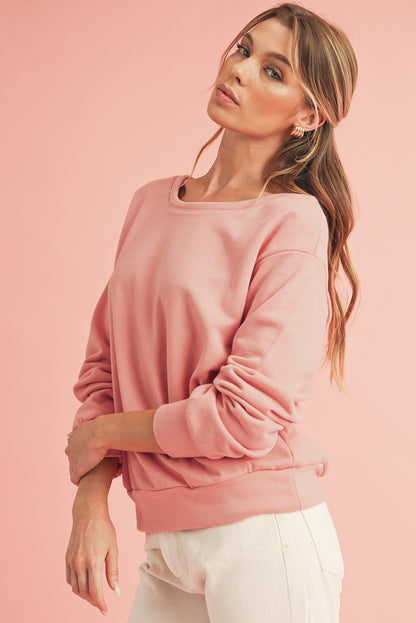 Pale Chestnut Bowknot Dewback Round Neck Sweatshirt