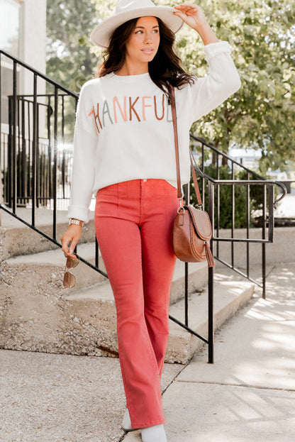 Thankful Ivory Embroidered Sweater