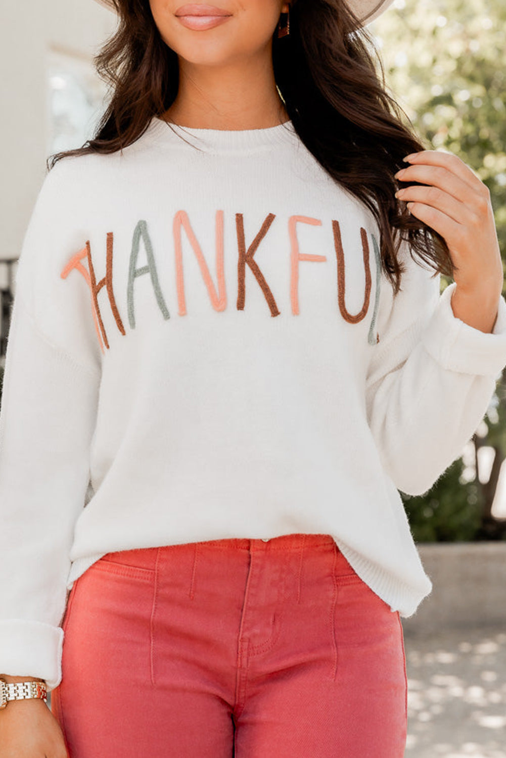 Thankful Ivory Embroidered Sweater