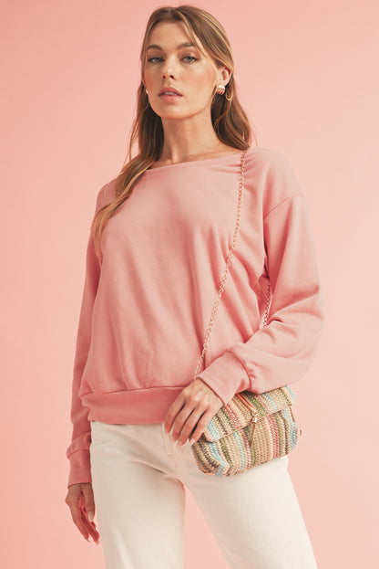 Pale Chestnut Bowknot Dewback Round Neck Sweatshirt