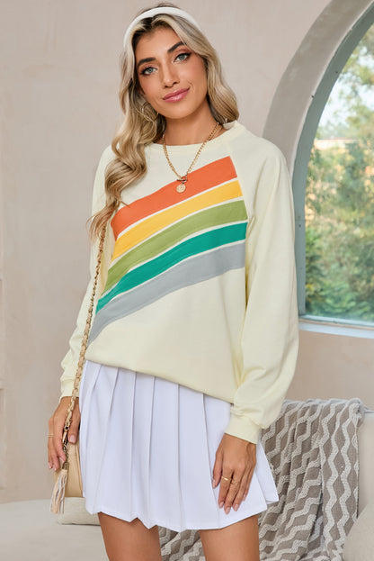 Rainbow Colorblock Pullover Sweatshirt