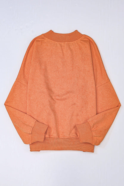 Washed Drop Shoulder Crewneck Pullover Sweatshirt