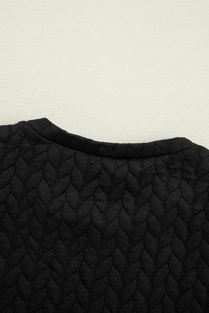 Quilted Puff Sleeve Sweatshirt