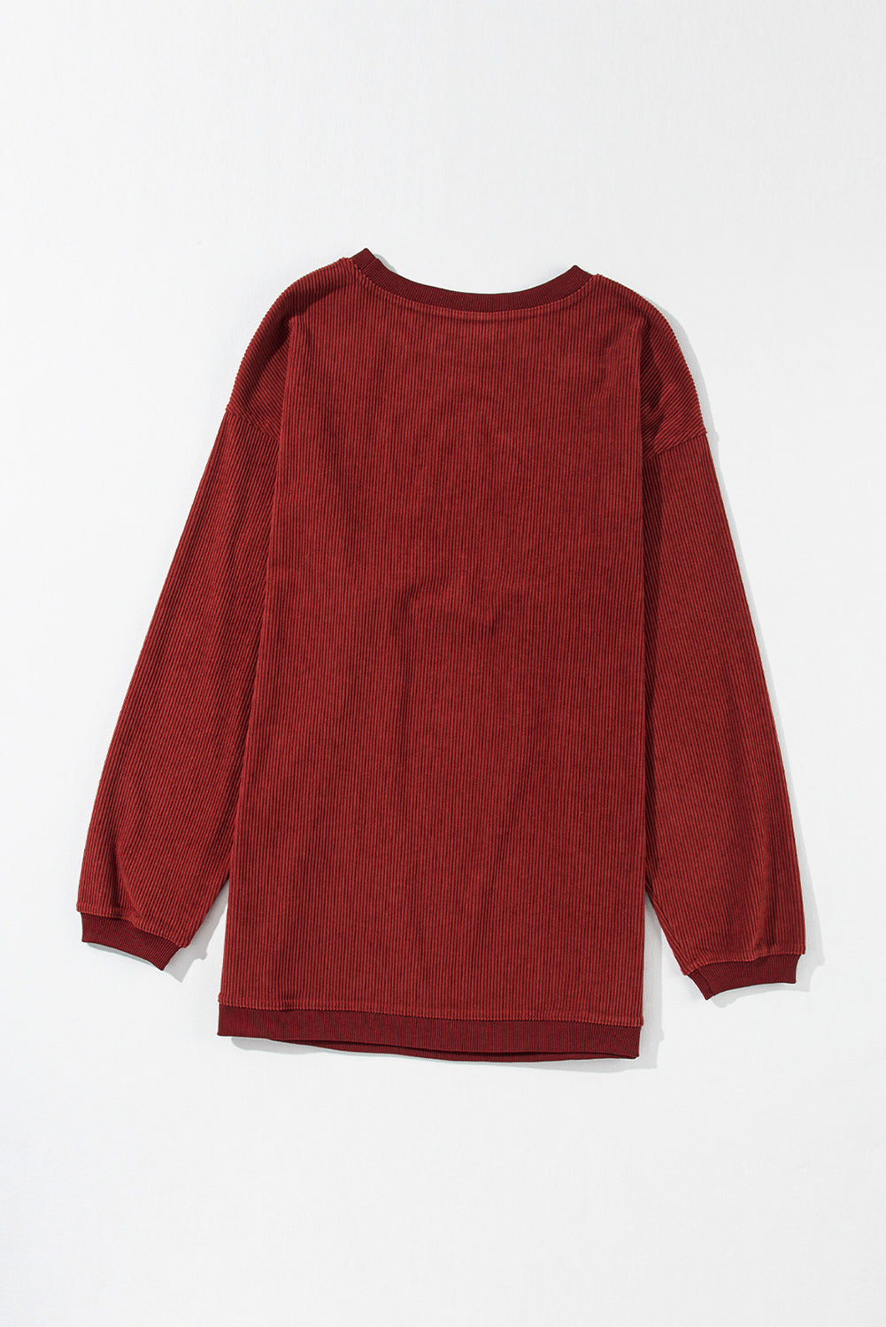 Plain Drop Sleeve Crinkle Rib Oversized Sweatshirt