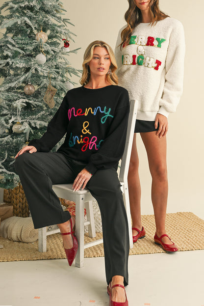 Colorful Merry & Bright Tinsel Graphic Sweater