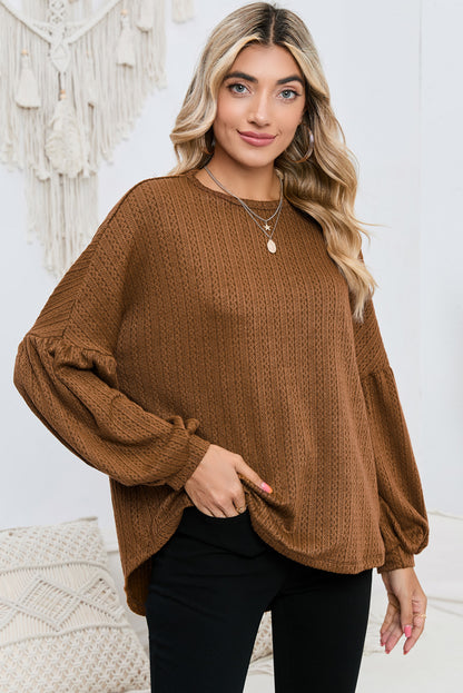 Textured Lantern Sleeve Top