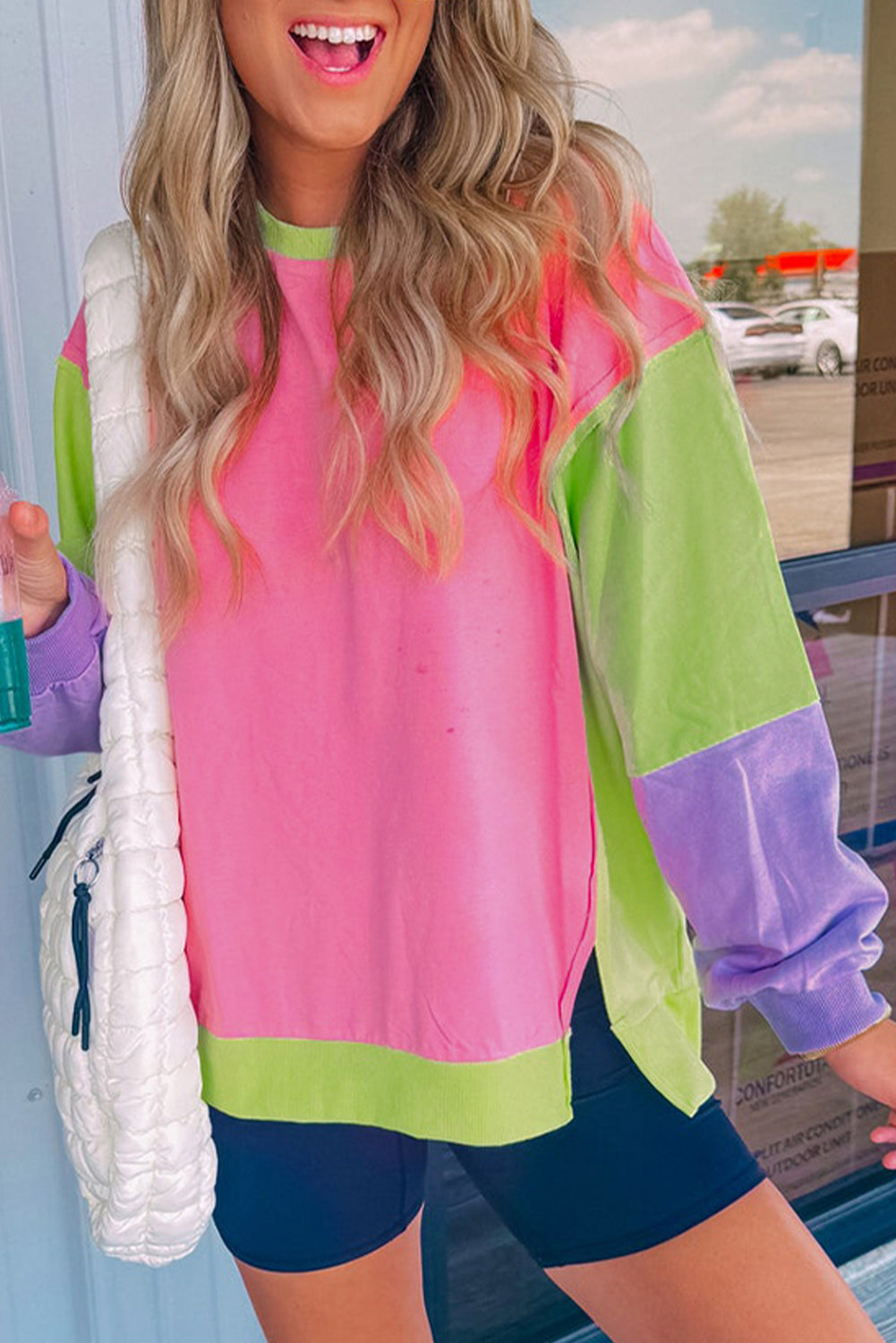 Colorblock Patchwork Oversized Sweatshirt