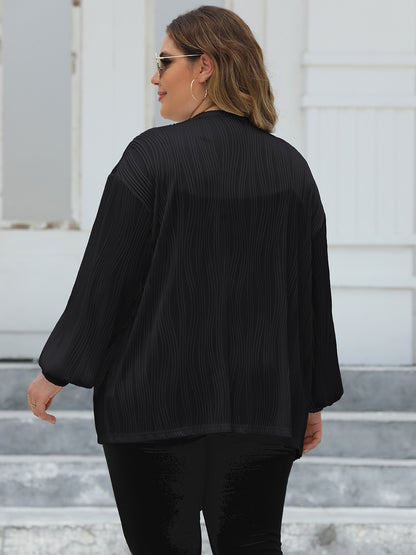 Plus Size Open Front Long Sleeve Cardigan