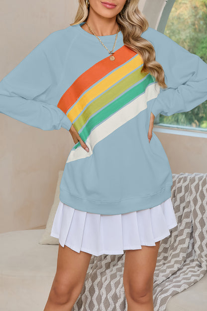 Rainbow Colorblock Pullover Sweatshirt