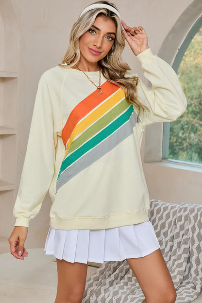 Rainbow Colorblock Pullover Sweatshirt