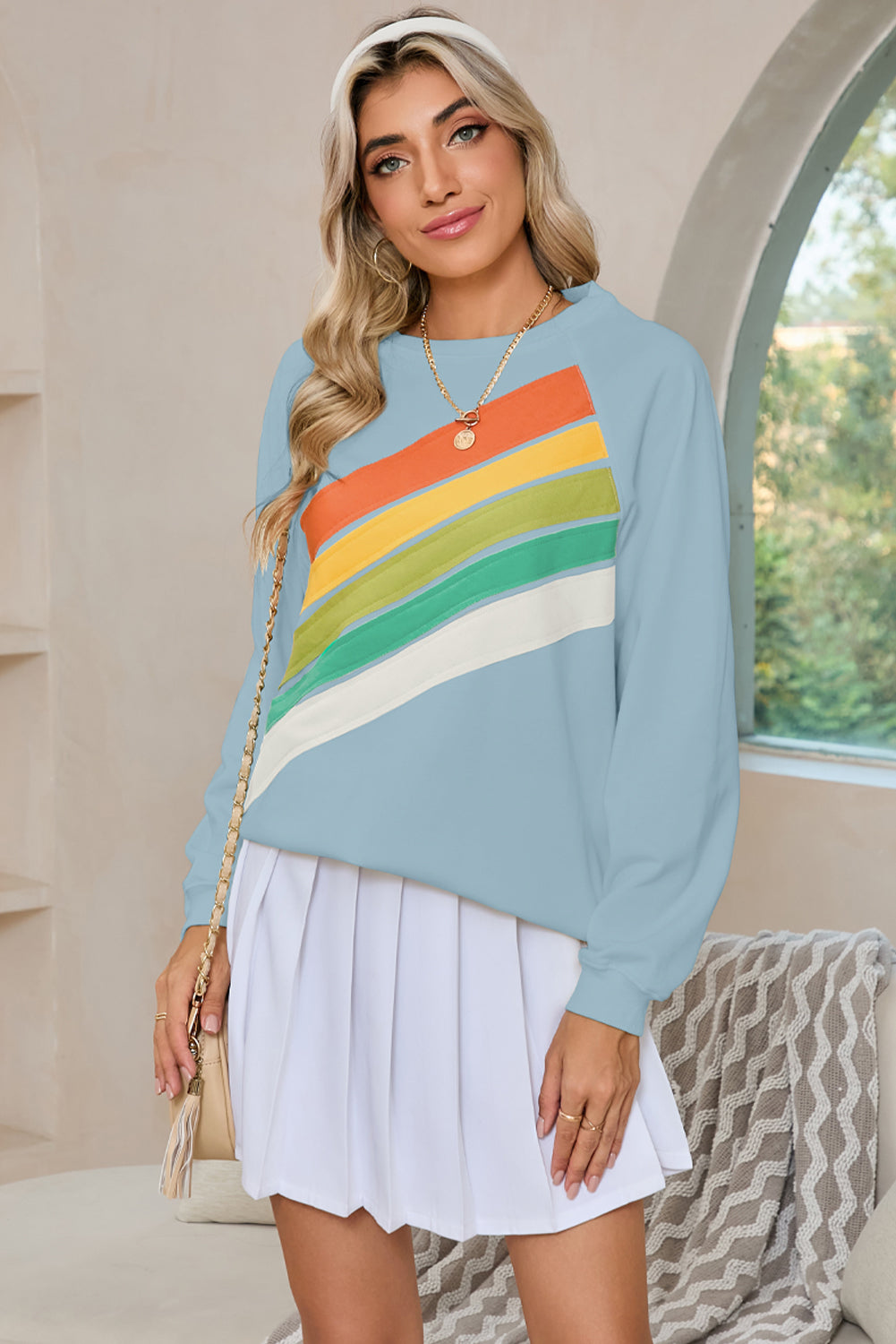 Rainbow Colorblock Pullover Sweatshirt