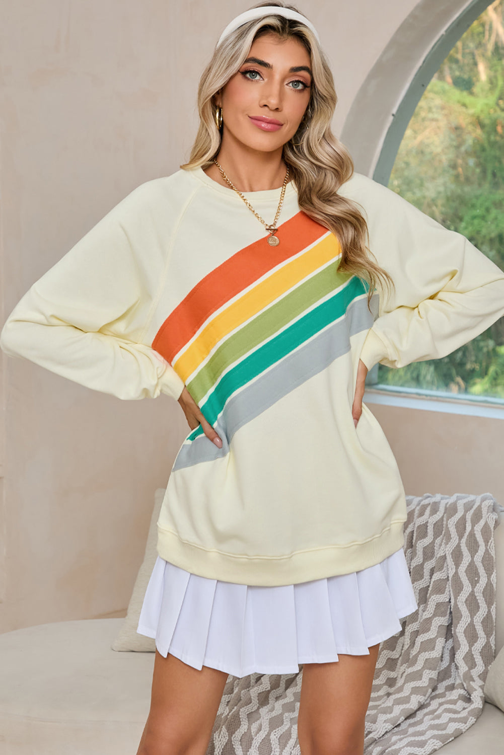 Rainbow Colorblock Pullover Sweatshirt