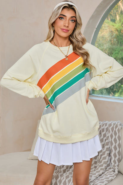 Rainbow Colorblock Pullover Sweatshirt