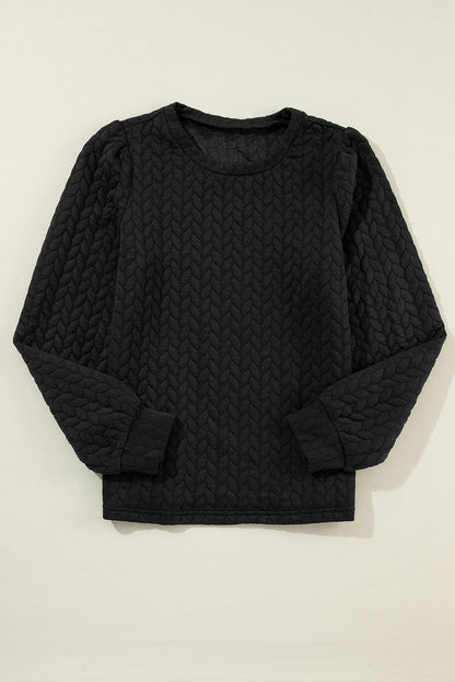 Quilted Puff Sleeve Sweatshirt