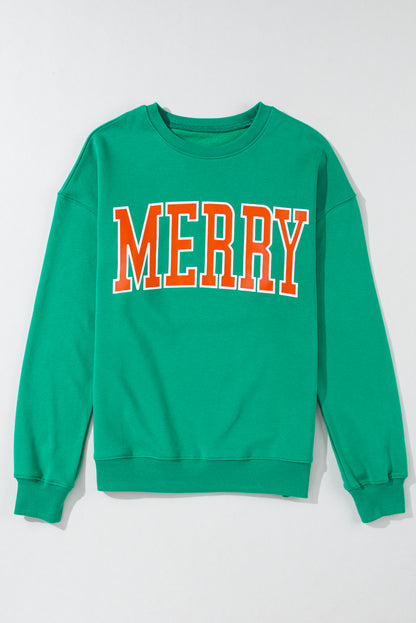 White Tinsel Merry Drop Sleeve Christmas Sweatshirt