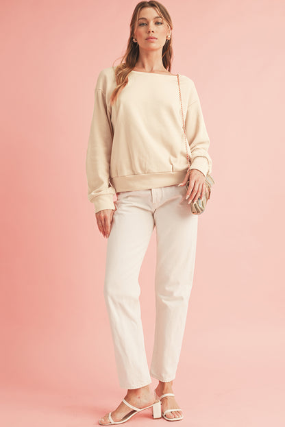 Pale Chestnut Bowknot Dewback Round Neck Sweatshirt