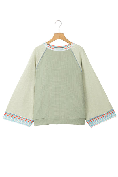 Patchwork Long Sleeve Waffle Top