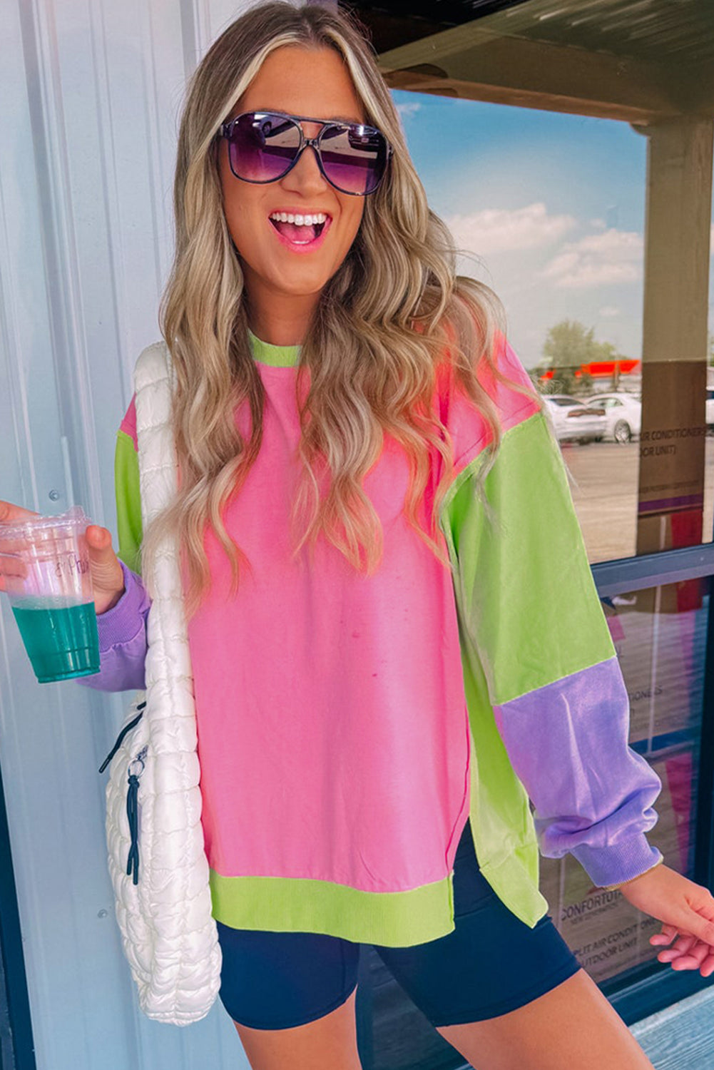 Colorblock Patchwork Oversized Sweatshirt