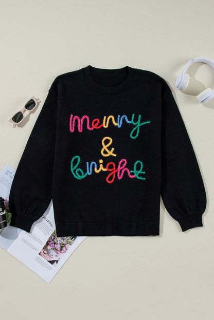 Colorful Merry & Bright Tinsel Graphic Sweater