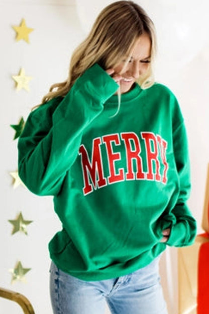 White Tinsel Merry Drop Sleeve Christmas Sweatshirt