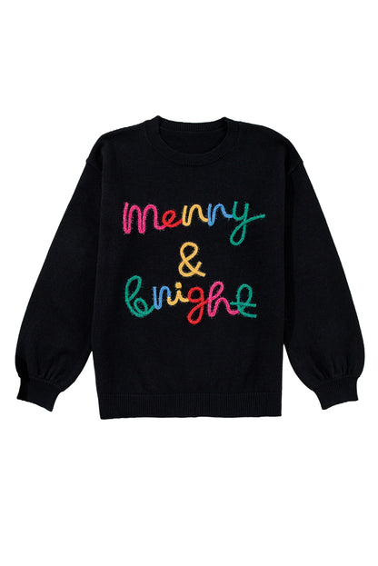 Colorful Merry & Bright Tinsel Graphic Sweater