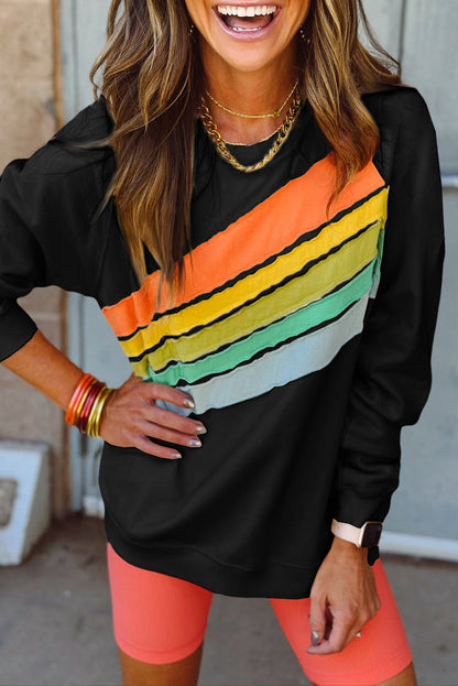 Rainbow Colorblock Pullover Sweatshirt