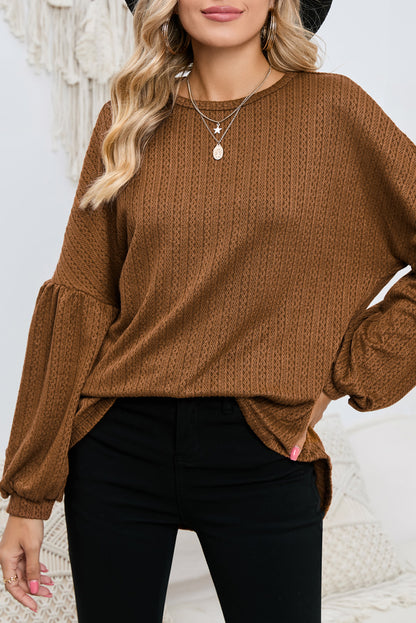 Textured Lantern Sleeve Top