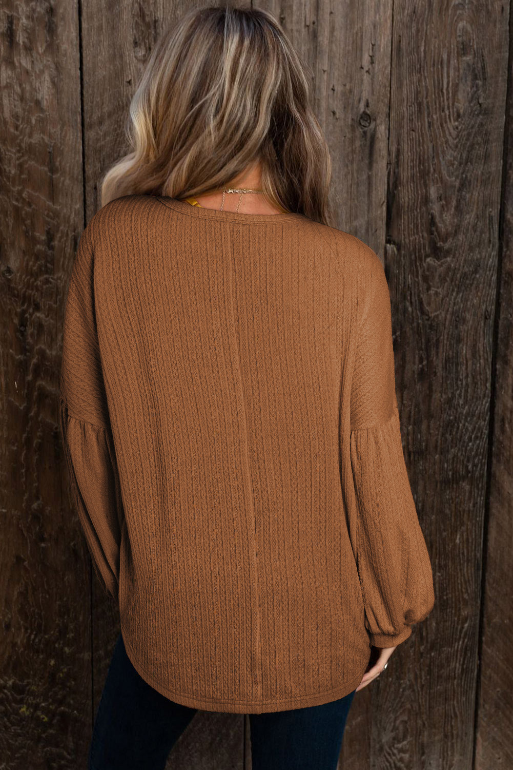 Textured Lantern Sleeve Top