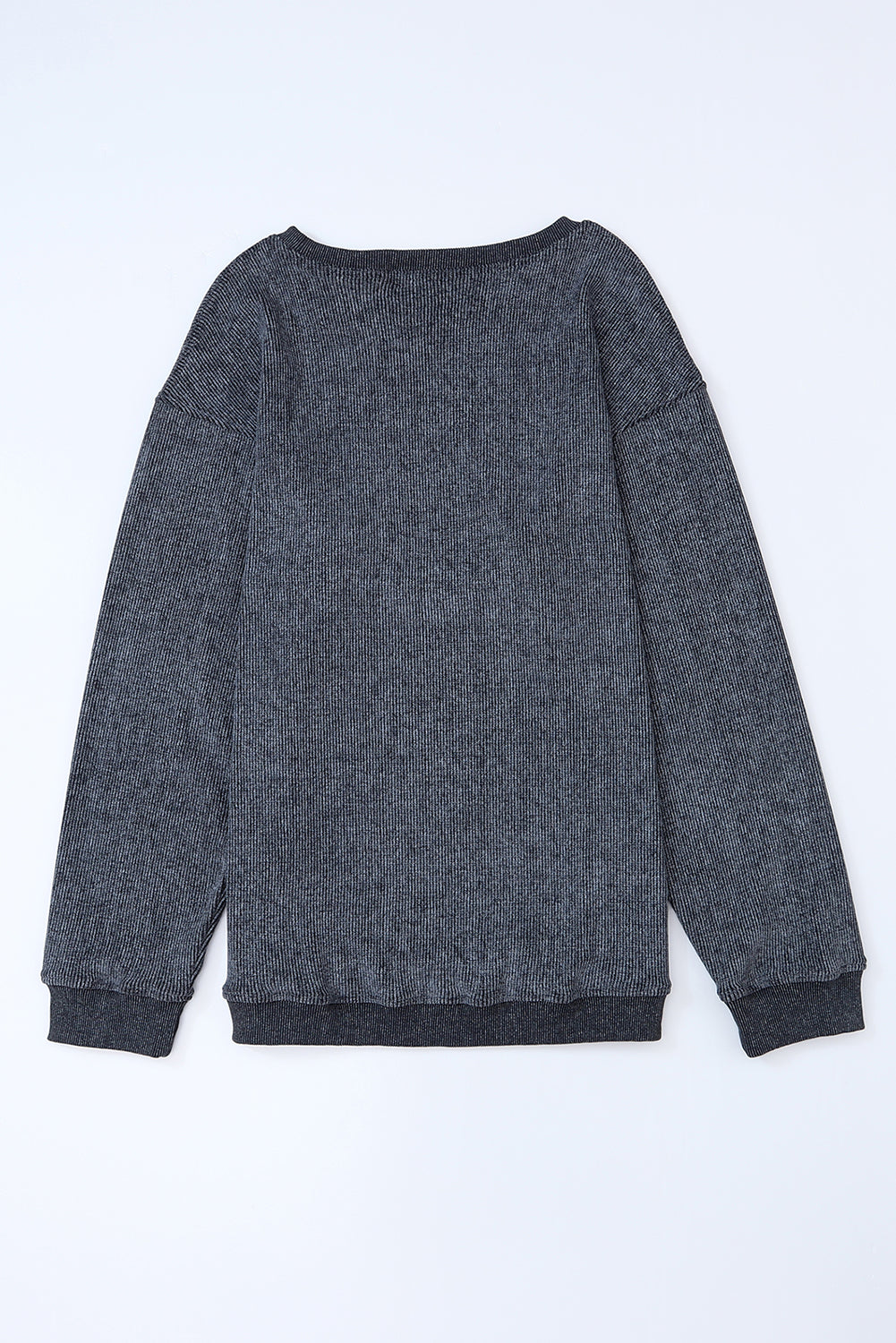 Ribbed Round Neck Drop Sleeve Pullover Sweatshirt