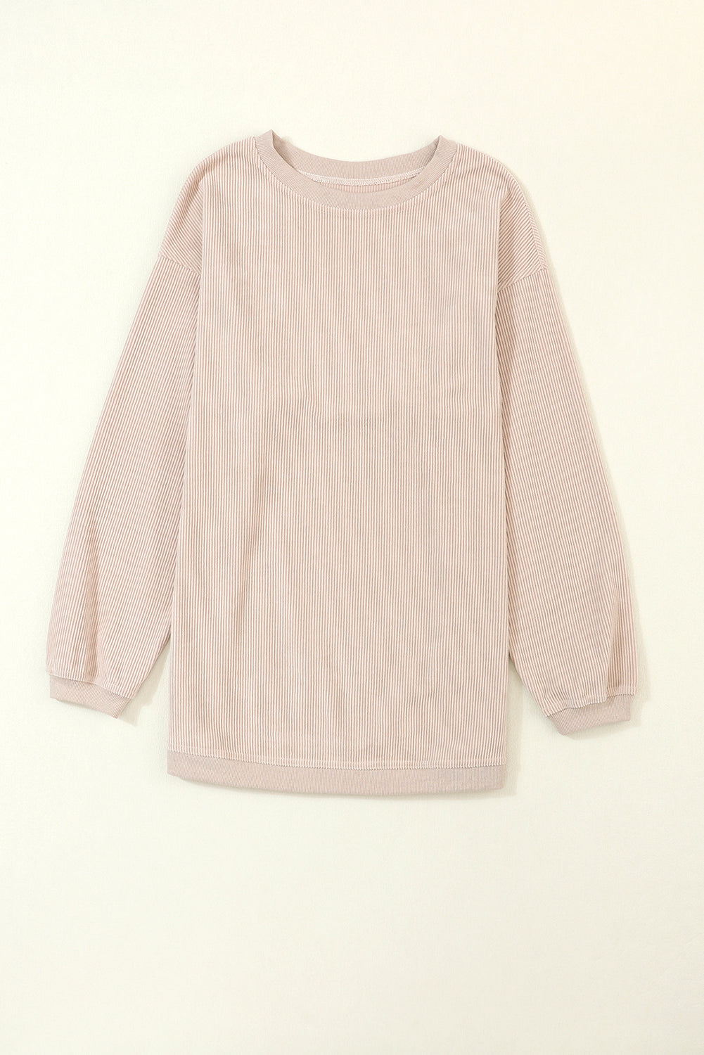 Plain Drop Sleeve Crinkle Rib Oversized Sweatshirt