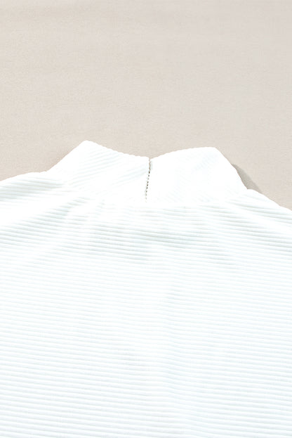 Mock Neck Drop Shoulder Ribbed Top