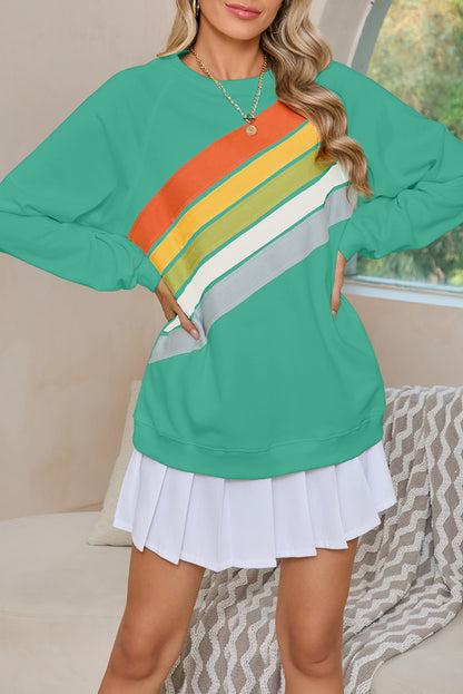 Rainbow Colorblock Pullover Sweatshirt