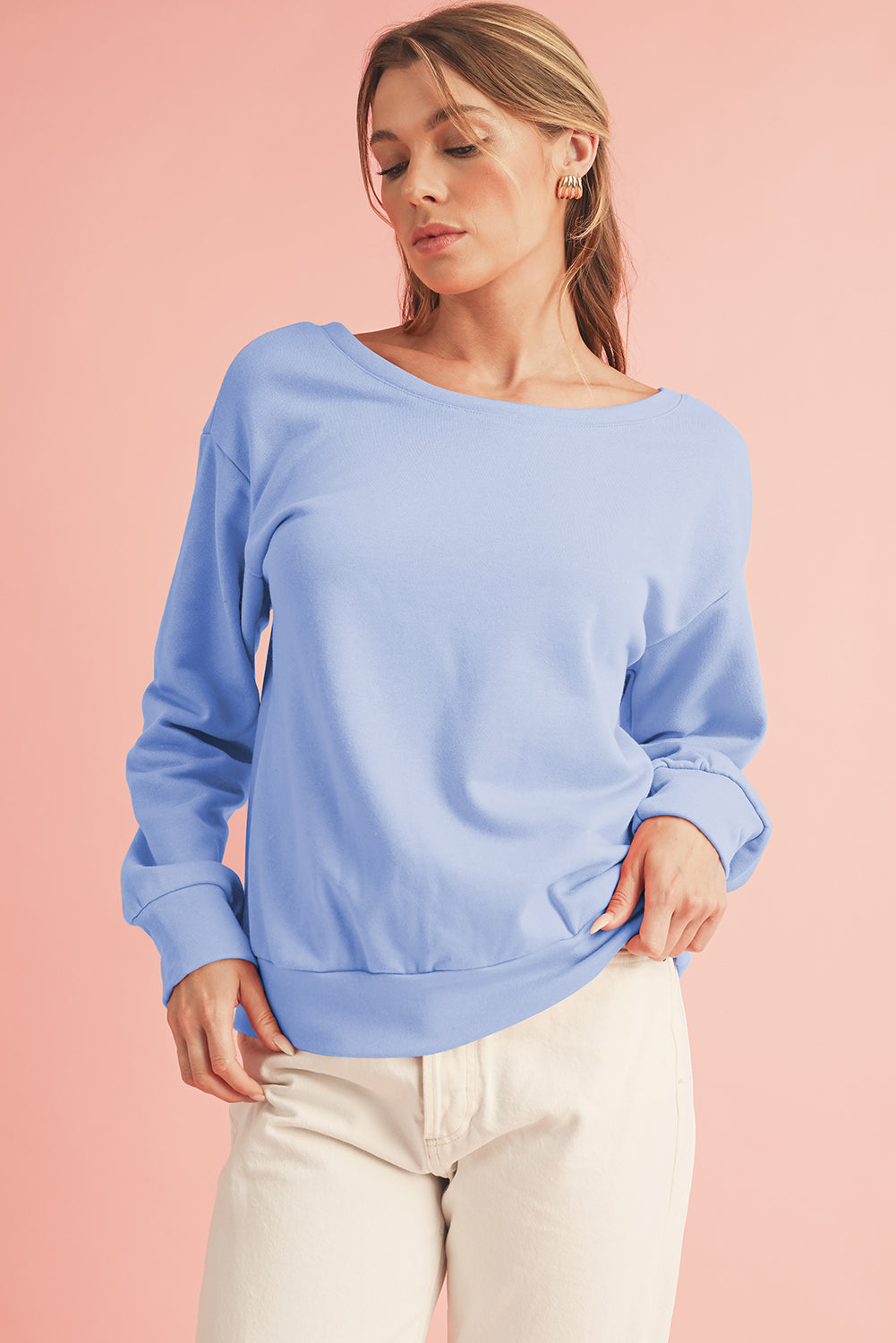 Pale Chestnut Bowknot Dewback Round Neck Sweatshirt