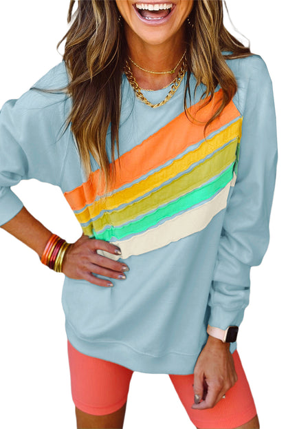 Rainbow Colorblock Pullover Sweatshirt