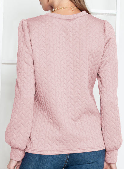 Quilted Puff Sleeve Sweatshirt