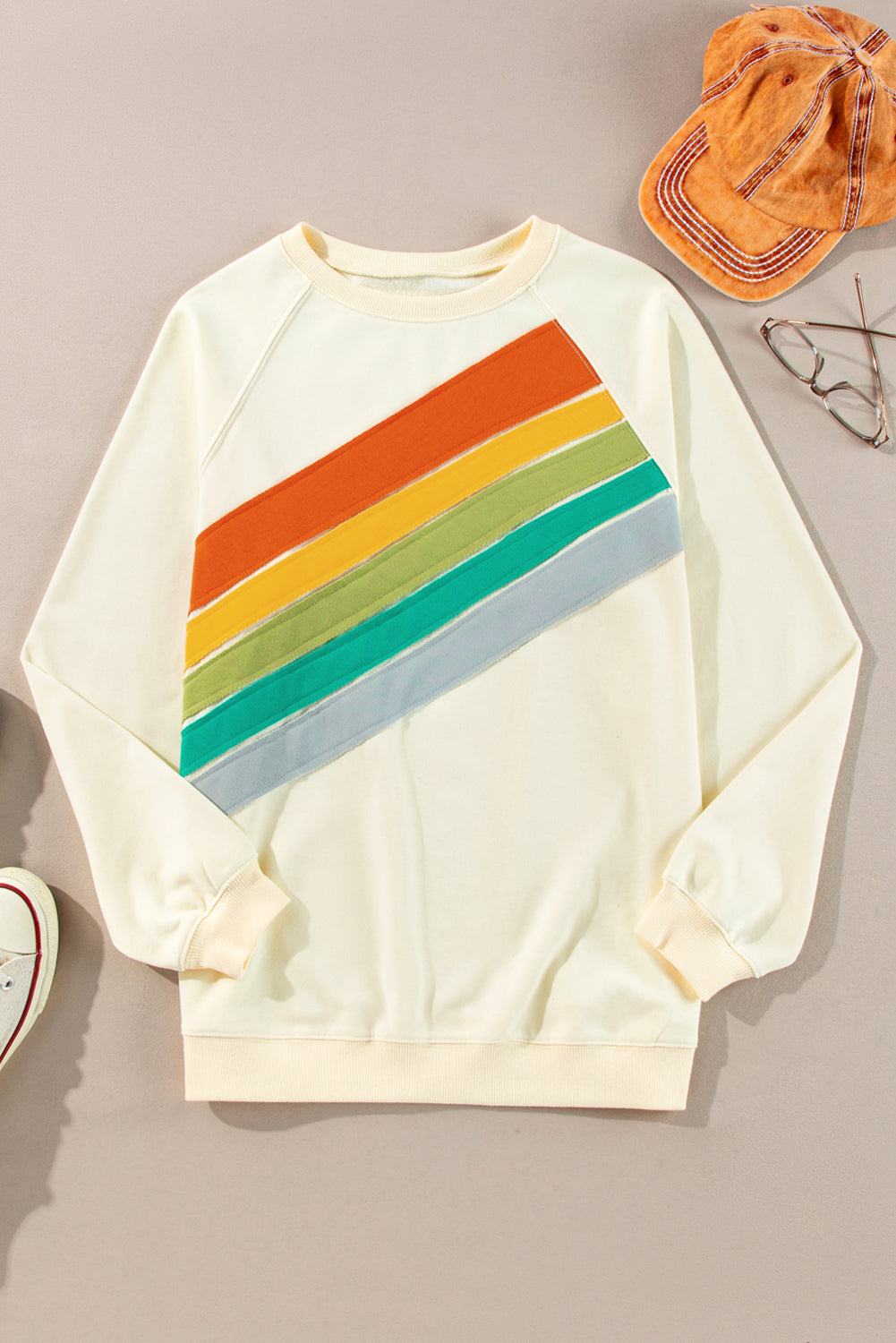 Rainbow Colorblock Pullover Sweatshirt