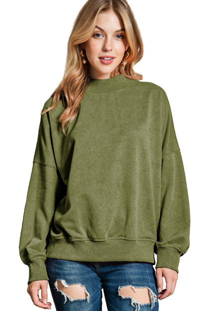 Washed Drop Shoulder Crewneck Pullover Sweatshirt