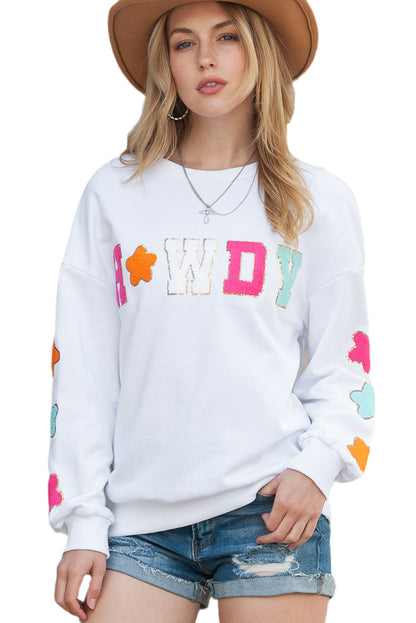 Glitter Howdy Patch Casual Star Sweatshirt