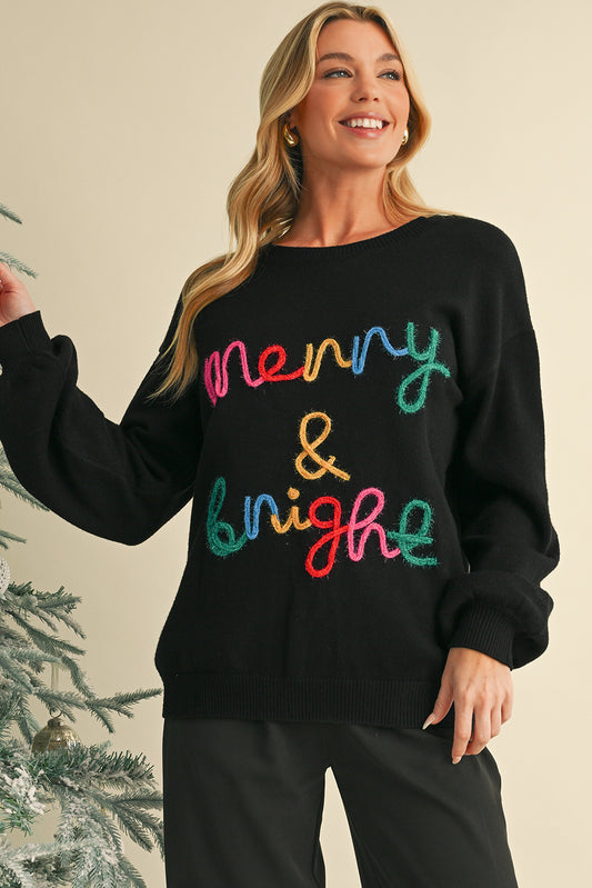 Colorful Merry & Bright Tinsel Graphic Sweater