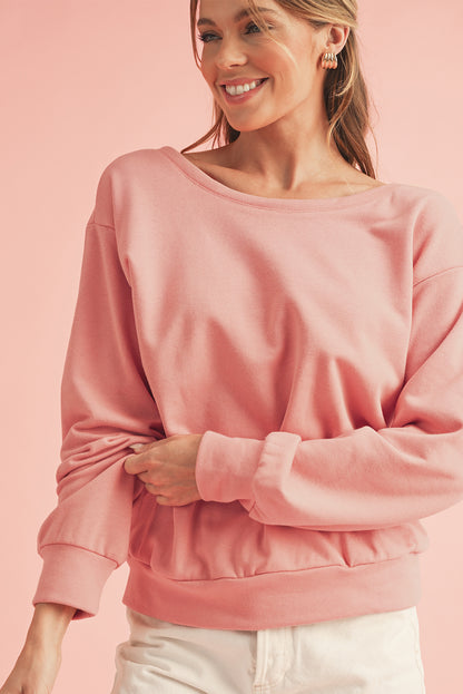 Pale Chestnut Bowknot Dewback Round Neck Sweatshirt